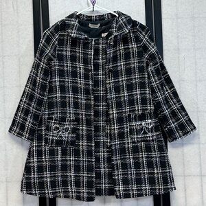 Rachel Zoe Kids 2pc Sheath Dress + Jacket 8 Plaid Black White Tweed Metallic